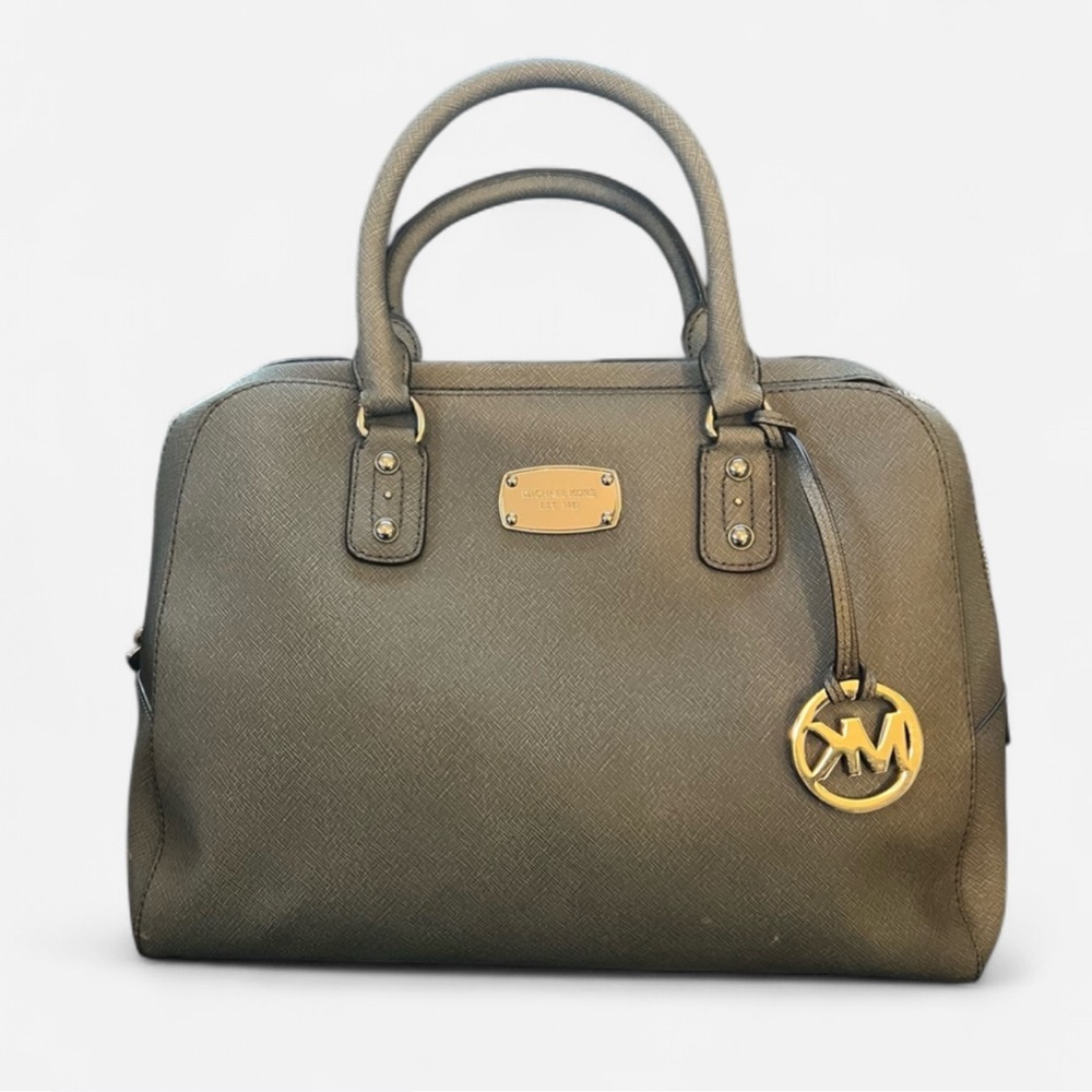 MICHAEL KORS Gray Saffiano Satchel